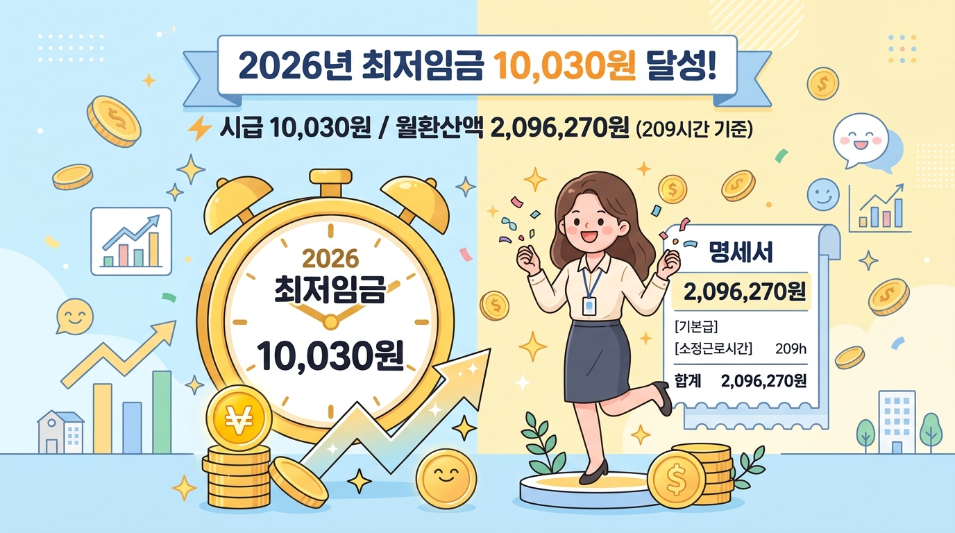 2026년 최저시급 10,030원 확정 배경과 인상률 분석