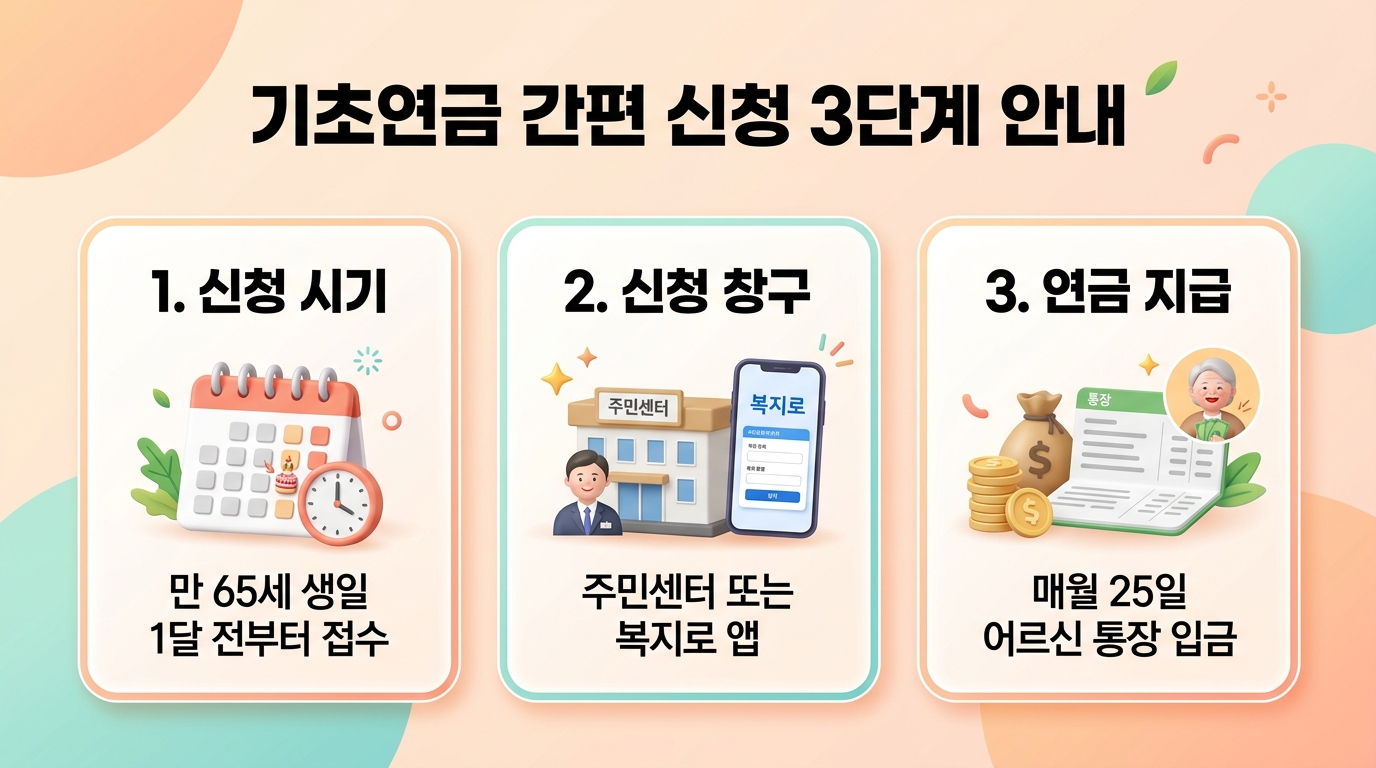 기초연금 간편 신청 3단계 안내