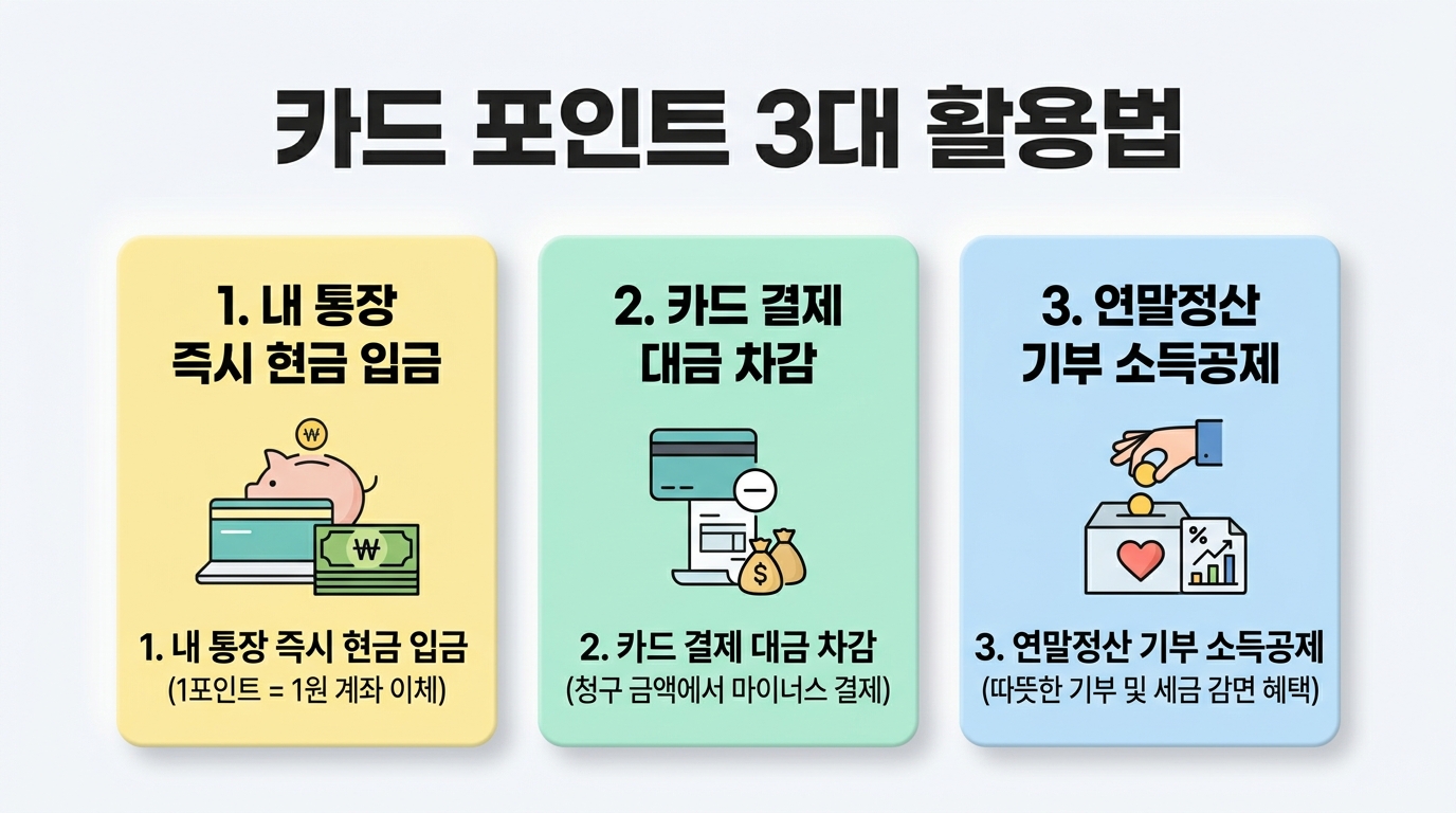 카드 포인트 3대 활용법 인포그래픽