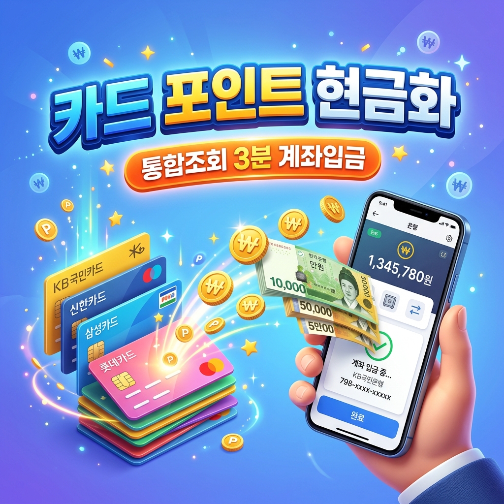 2026년 신용카드 포인트 현금화 및 계좌입금 가이드: 여신금융협회 통합조회 3분 컷 환급법