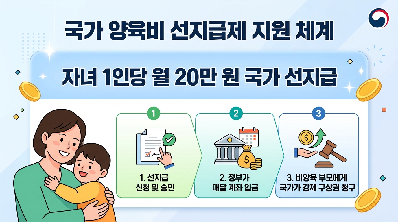양육비 선지급제 월 20만 원 국가 지급 체계