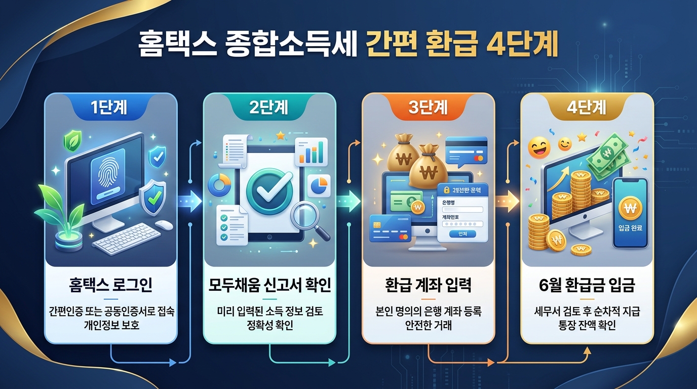 홈택스 종합소득세 간편 환급 4단계