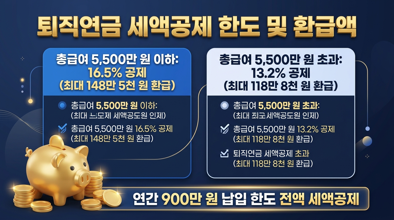 퇴직연금 세액공제 한도 및 환급액