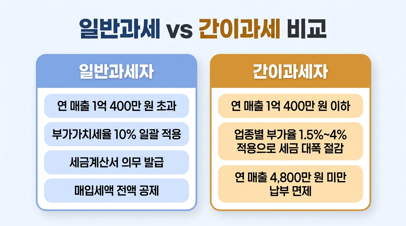 일반과세 vs 간이과세 비교 인포그래픽
